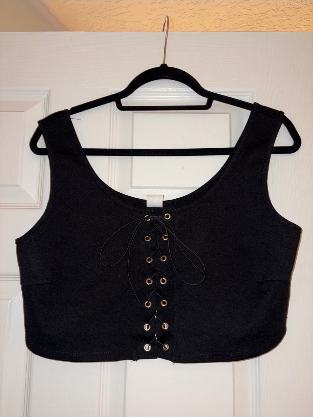 iHeartRaves Black Lace-Up Crop Top - Picture 2 of 5
